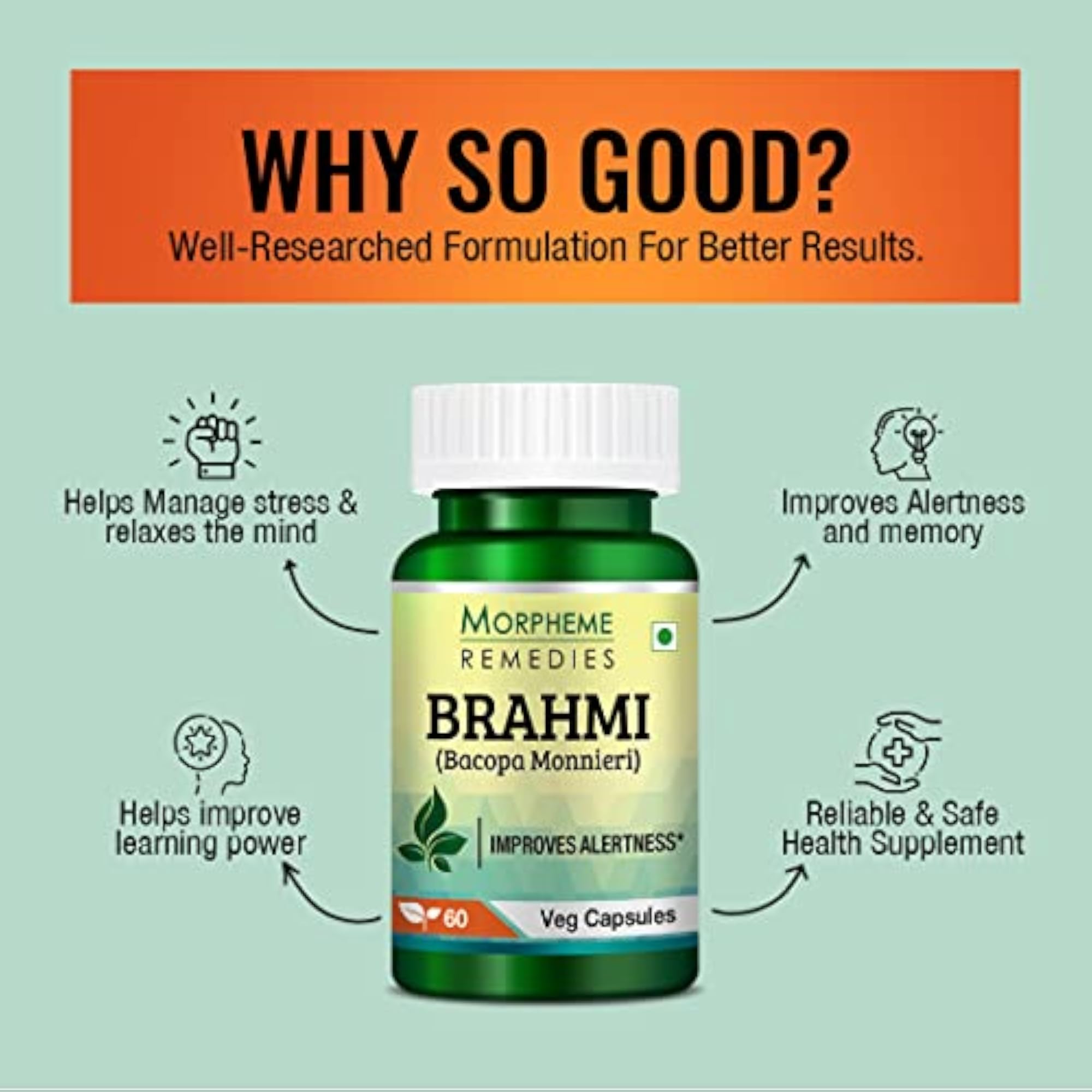 Bacopa Brahmi Extract 500mg, 60 Capsules
